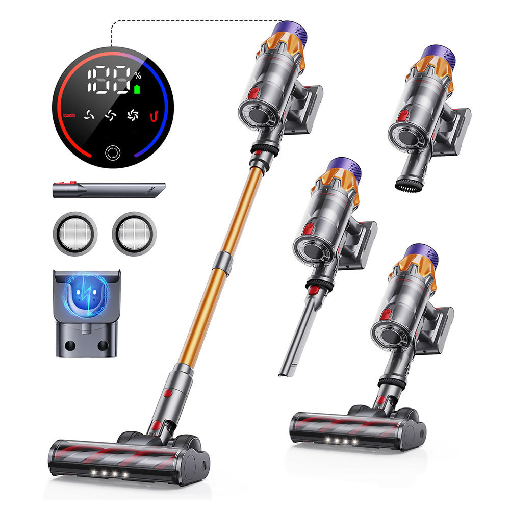 Ultra-starker Akku-Staubsauger mit automatischer Stauberkennung / Bis zu 60 Minuten Laufzeit / Beutelloser Staubsauger für Teppiche, Hartböden & Tierhaare 550 W