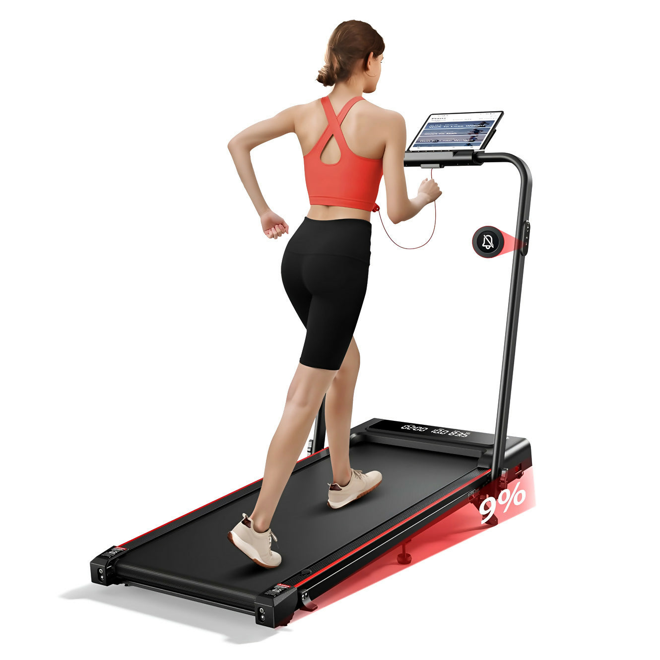 Laufband für Zuhause & Büro mit Steigung / Klappbares Walking Pad bis 12 km/h / Under-Desk-Laufband für Schreibtisch & Homeoffice / 2,5 PS Motor mit App & Fernbedienung