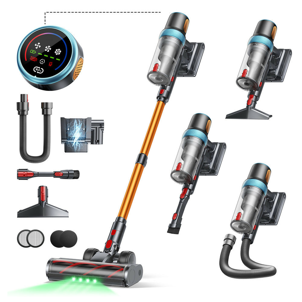 Ultra-starker Akku-Staubsauger mit automatischer Stauberkennung / Bis zu 60 Minuten Laufzeit / Beutelloser Staubsauger für Teppiche, Hartböden & Tierhaare 600 W