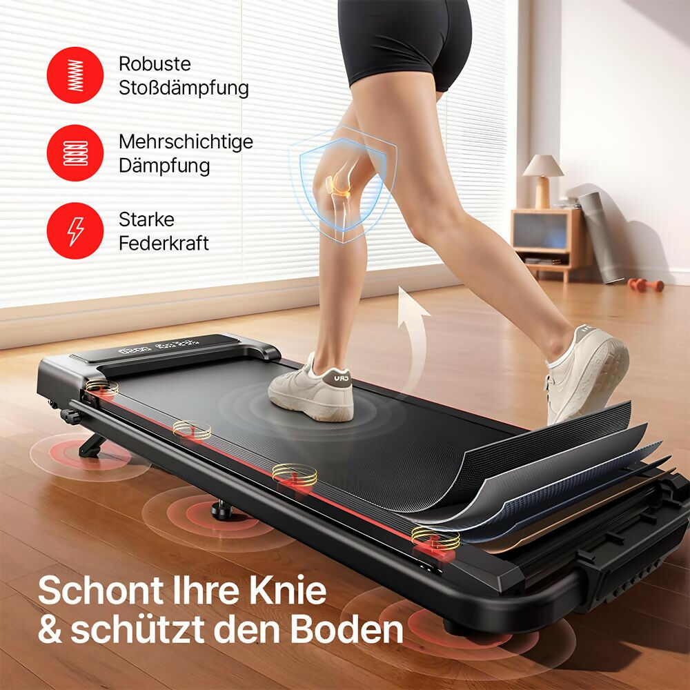 Laufband für Zuhause & Büro mit Steigung / Klappbares Walking Pad bis 12 km/h / Under-Desk-Laufband für Schreibtisch & Homeoffice / 2,5 PS Motor mit App & Fernbedienung