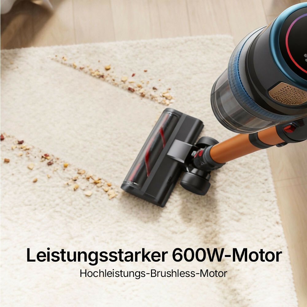 Ultra-starker Akku-Staubsauger mit automatischer Stauberkennung / Bis zu 60 Minuten Laufzeit / Beutelloser Staubsauger für Teppiche, Hartböden & Tierhaare 600 W