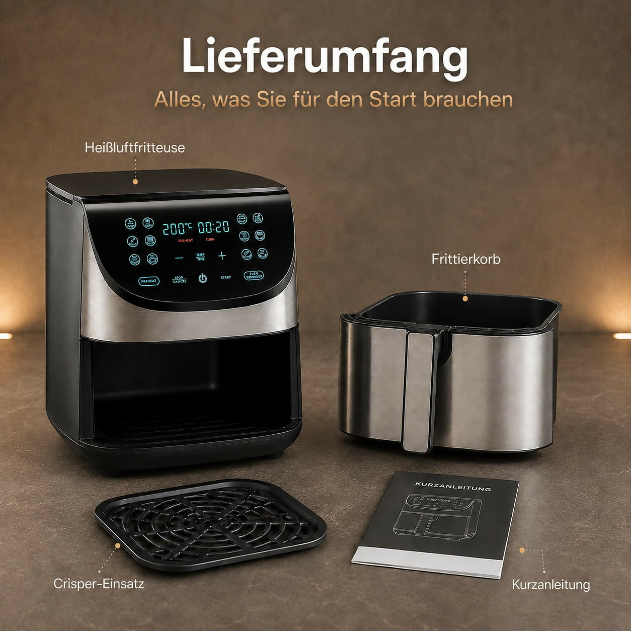 Oryzom AirCrisp Pro – 360° Heißluft-Technologie mit 1700 W für schnelle und gesunde Mahlzeiten