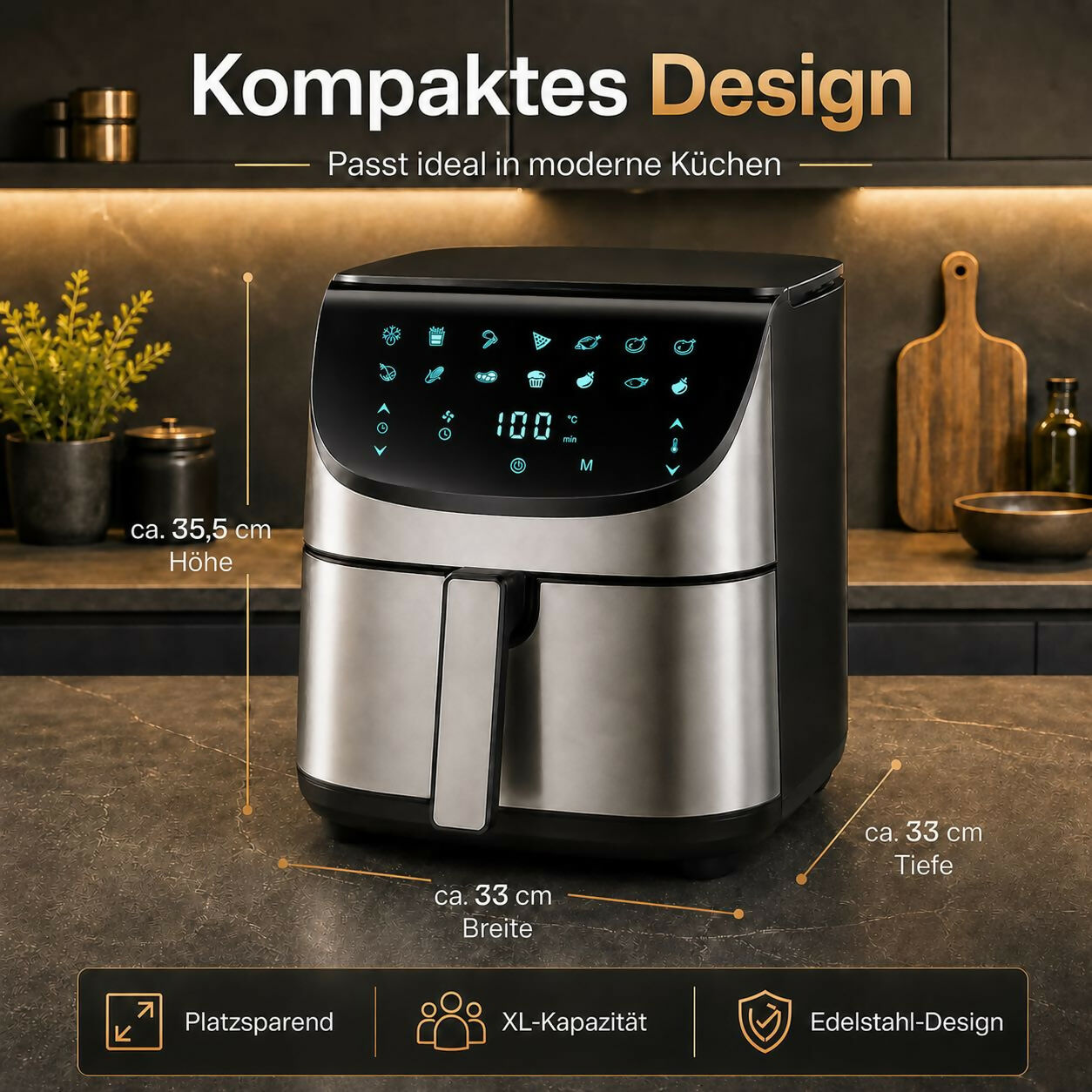 Oryzom AirCrisp Pro – 360° Heißluft-Technologie mit 1700 W für schnelle und gesunde Mahlzeiten