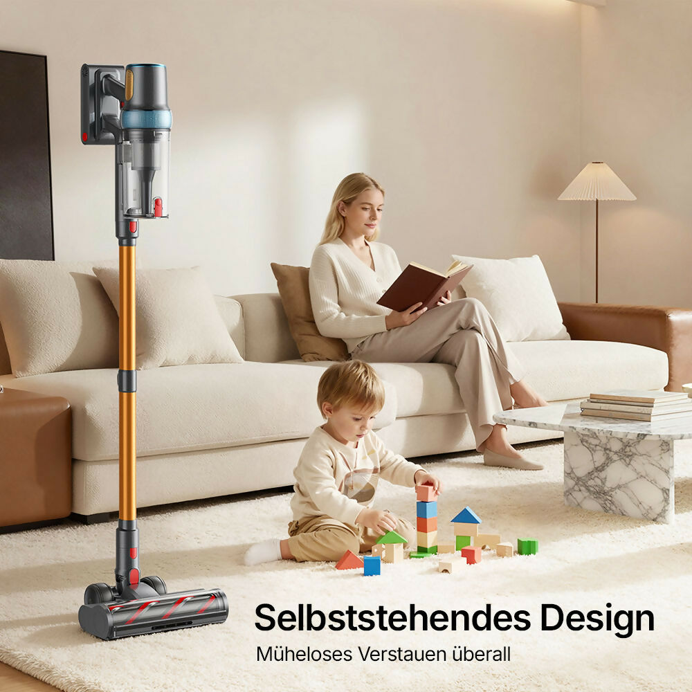 Ultra-starker Akku-Staubsauger mit automatischer Stauberkennung / Bis zu 60 Minuten Laufzeit / Beutelloser Staubsauger für Teppiche, Hartböden & Tierhaare 600 W