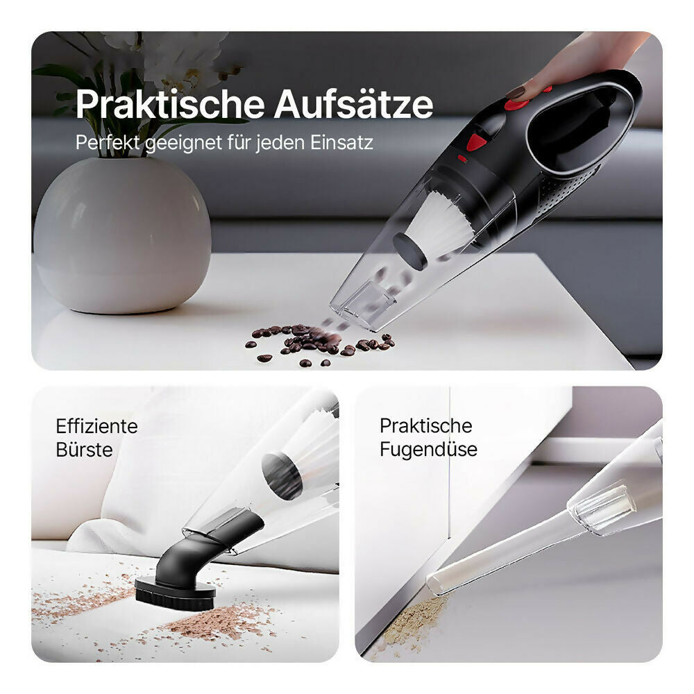 Ultra-starker Akku-Handstaubsauger / Beutelloser Handstaubsauger mit LED-Licht und Schnellladefunktion / Handsauger für Nass & Trocken / Leicht und leise
