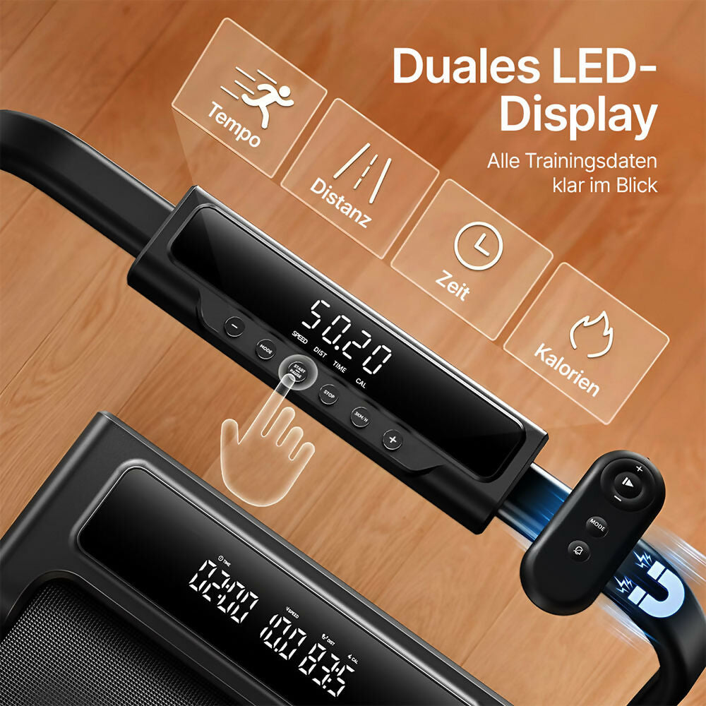 Laufband für Zuhause & Büro mit Steigung / Klappbares Walking Pad bis 12 km/h / Under-Desk-Laufband für Schreibtisch & Homeoffice / 2,5 PS Motor mit App & Fernbedienung