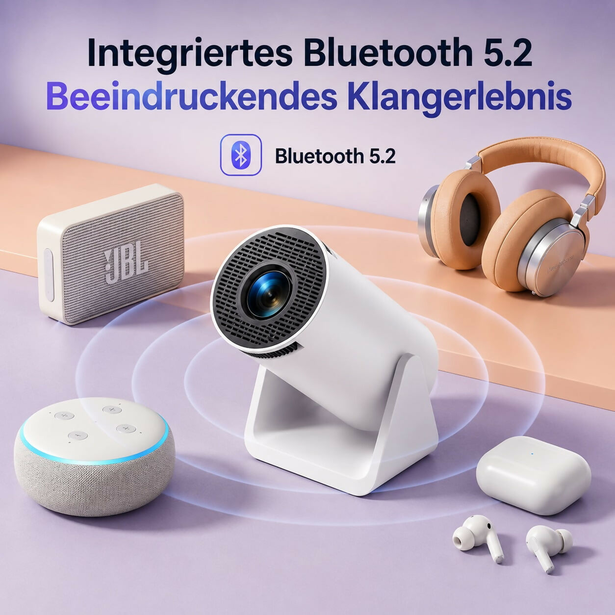 VisionBeam S27 – Mini-Beamer mit Full-HD-Unterstützung und automatischer Trapezkorrektur für ein flexibles Heimkino-Erlebnis